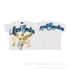 Unisex Vintage American Style Loose Fit Cotton Tee With Embellished Letter Print Round Neck Short Sleeve
