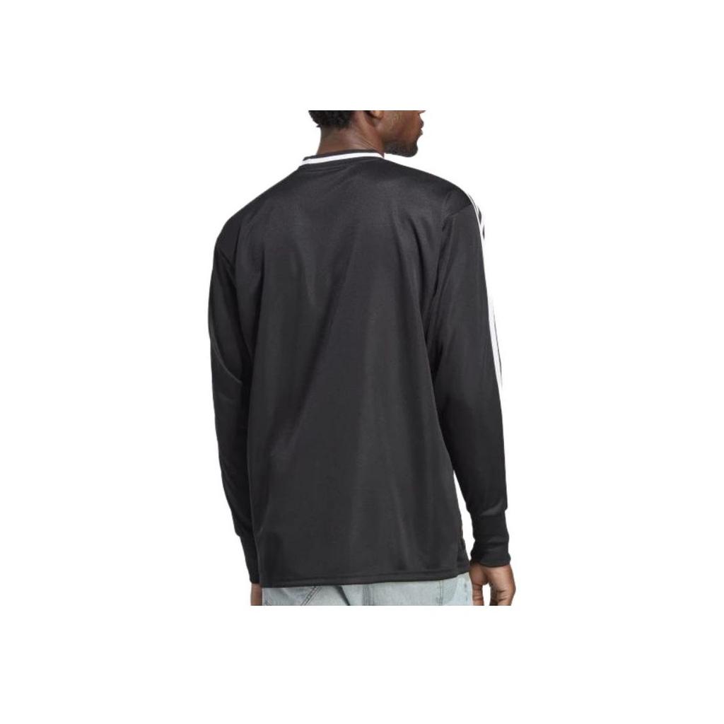 adidas Solid Color Striped Logo Long Sleeve T-Shirt Men Tops Black HS9804