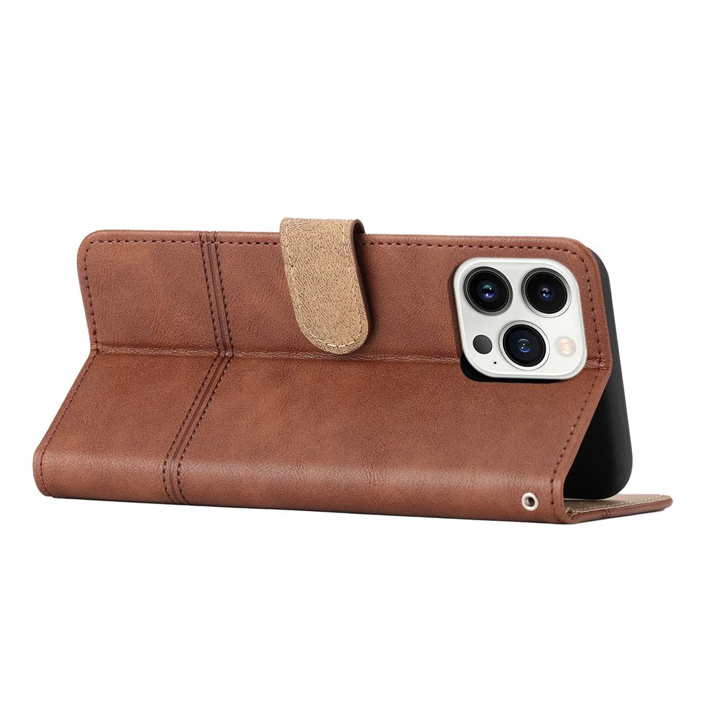 For iPhone 16 Pro Max Case Line Imprinted PU Leather Wallet Phone Cover
