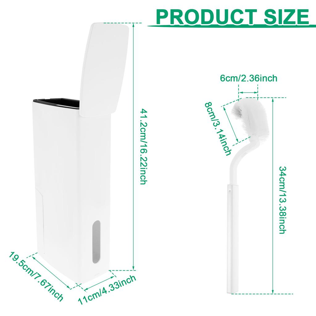 Slim Trash Can Narrow PP Integrated Toilet Brush Waste Bin with Flip Lid Draining Design for Bathroom Narrow Spaces Garbage Bin