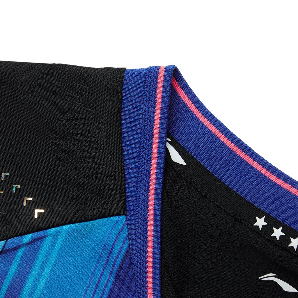 Seria Tenisa Stołowego Li Ning Okrągły Dekolt Chłodna Antybakteryjna Koszulka z Krótkim Rękawem Unisex Koszulki AAYV075-1