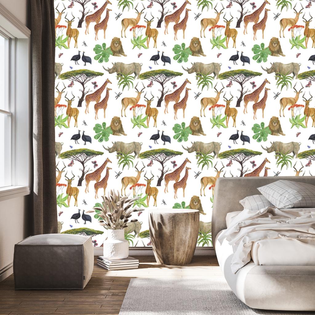 Savannah Animals Wallpaper for Living Room and Bedroom 50x1000