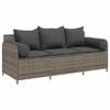 VidaXL Canapé de jardin avec coussins 3 places gris résine tressée, canapé d'extérieur, meuble de jardin, meuble de patio, 4104174