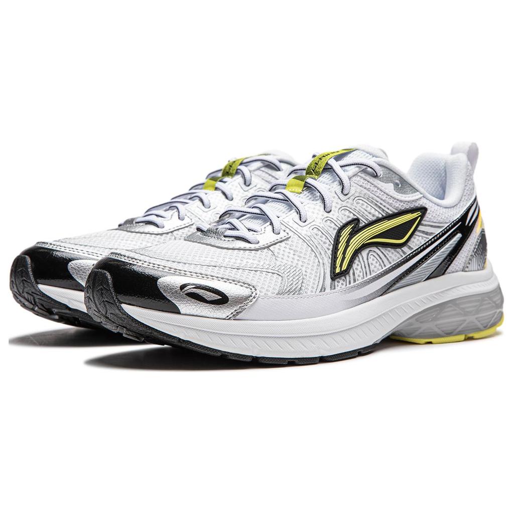 New LiNing Shake 1.0 V3 Cushioning Wear Resistant Low Top Casual Running Shoes Men's White Silver ARXU003-4