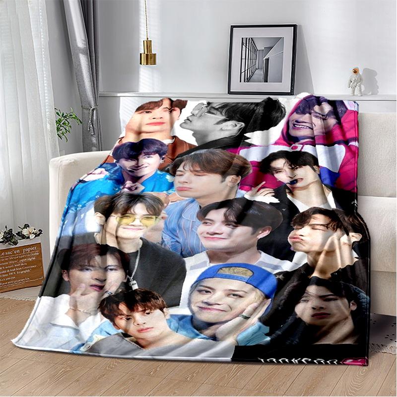 3D Jackson Wang Sångare Stjärna Mjuk Plyschfilt, Flanellfilt Kastafilt för Vardagsrum Sovrum Säng Soffa Picknick Barnpresent