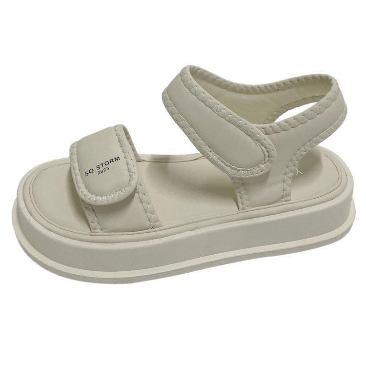 

Platform sandals women s outer wear 2024 summer versatile word with soft sole Roman shoes Velcro large size women s shoes 40