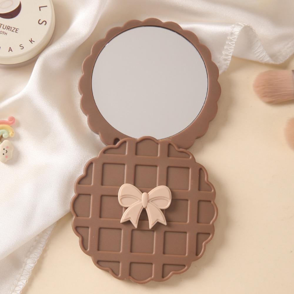 

Waffle Pattern Mini Pocket Mirror High-quality Glass Makeup Mirror Small Mirror Gift кавовий