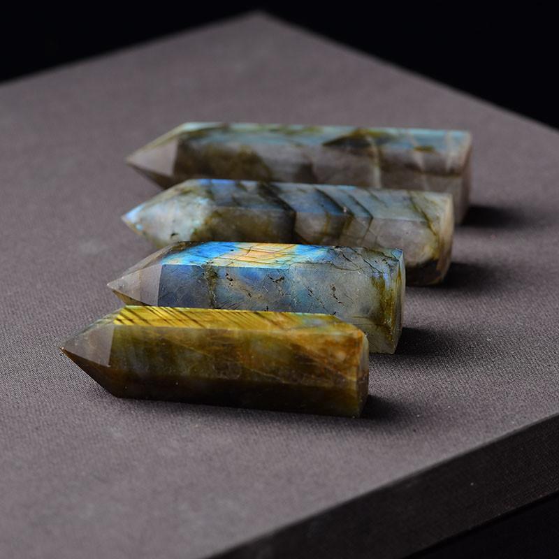 Exquisite Natural Labradorite Quartz Obelisk Crystal Wand For Spiritual Growth Gift