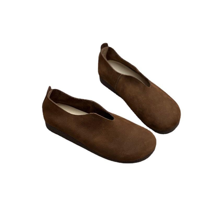 Handmade Leather Single Shoes Flat Cowhide Women's Shoes