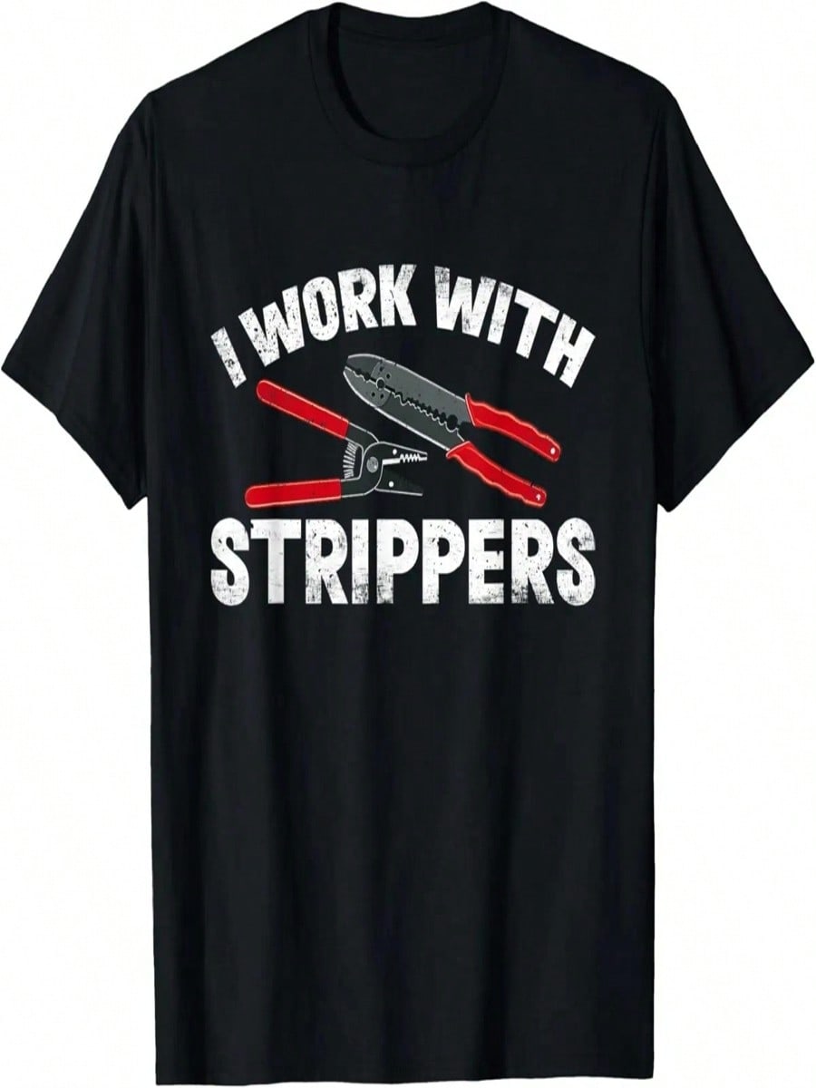 Vintage I Work With Strippers Electrician Electrical Men T-Shirt S разноцветный