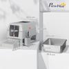 Covered Stainless Steel Cat Litter Box with Exit Step and Stainless Steel Scoop Light Grey