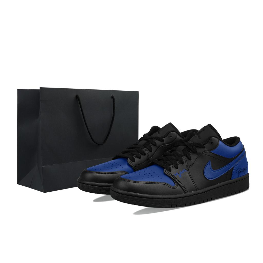 Jordan Air Jordan 1 Cushioning, Wear Resistant Low top Vintage Basketball Shoes Men's Blue Black 553558-093(Team695-)
