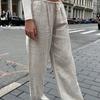 Women's Stripe Print Pants Drawstring Low Rise Straight Leg Trousers Sleep Bottoms