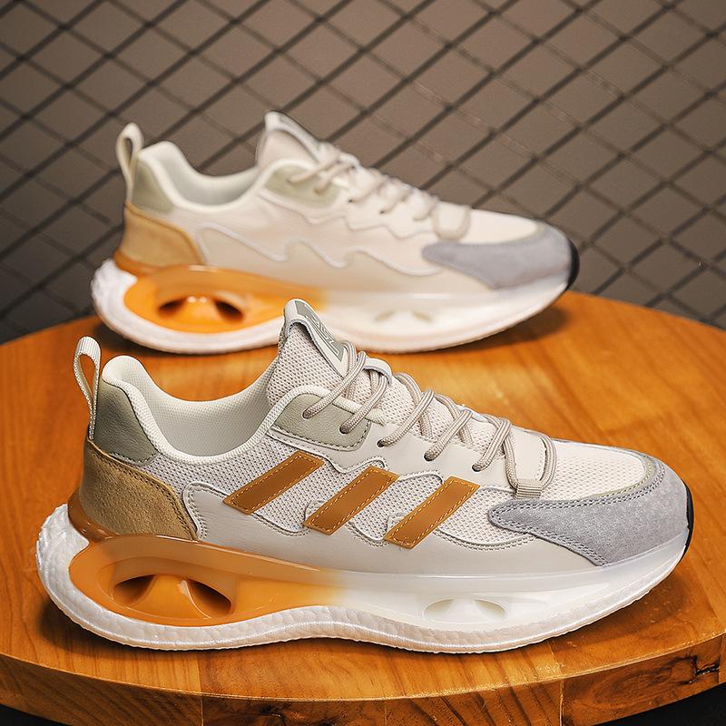 

Мужские кроссовки на толстой подошве, универсальные громоздкие туфли для мужчин 2024 года, новые трендовые сетчатые повседневные спортивные туфли на шнуровке с увеличенной мягкой подошвой 44