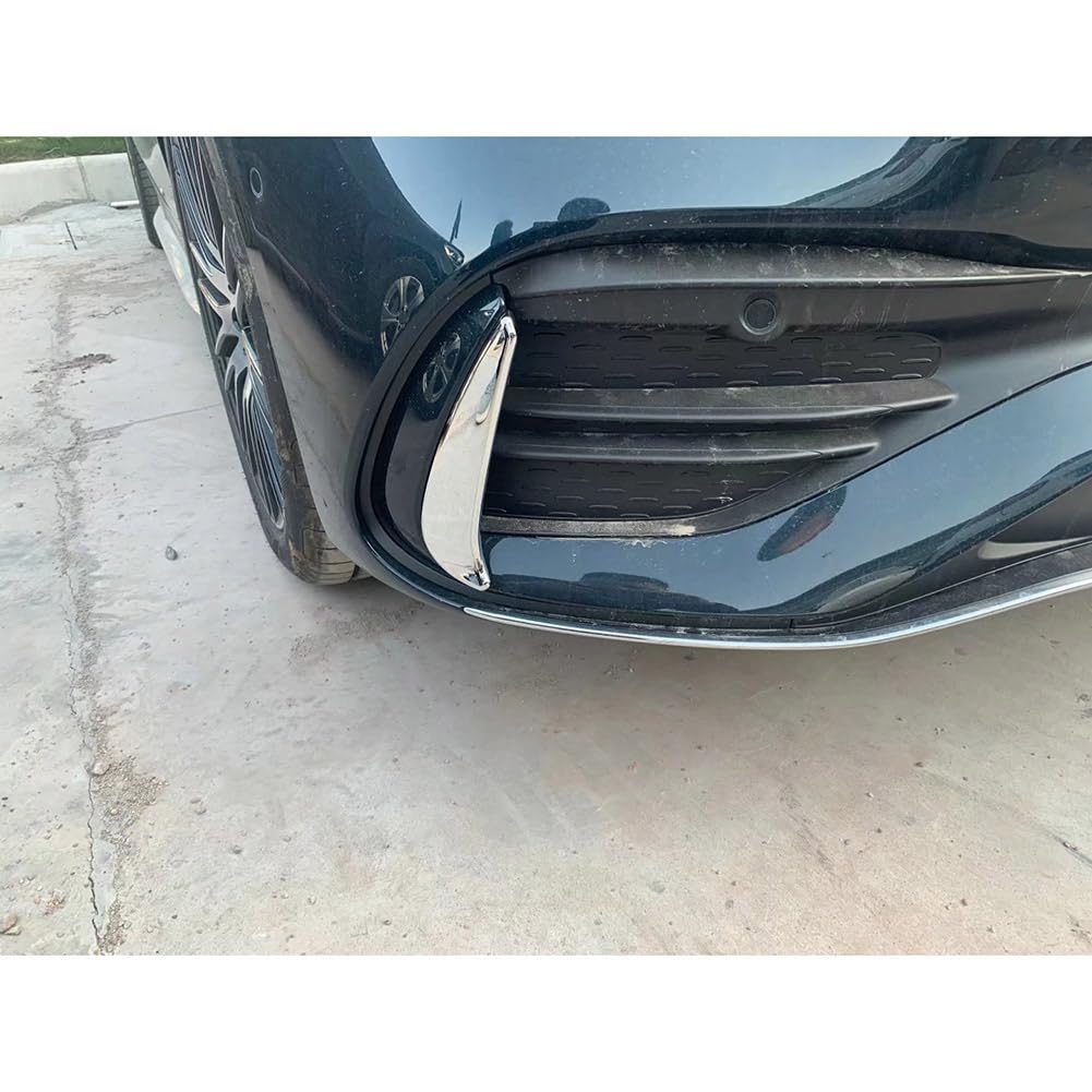 RUIQ Chrome Front Fog Lamp Garnish Bezel Cover for 2021 and Later Mercedes-Benz C-Class (W206) (Bezel B)