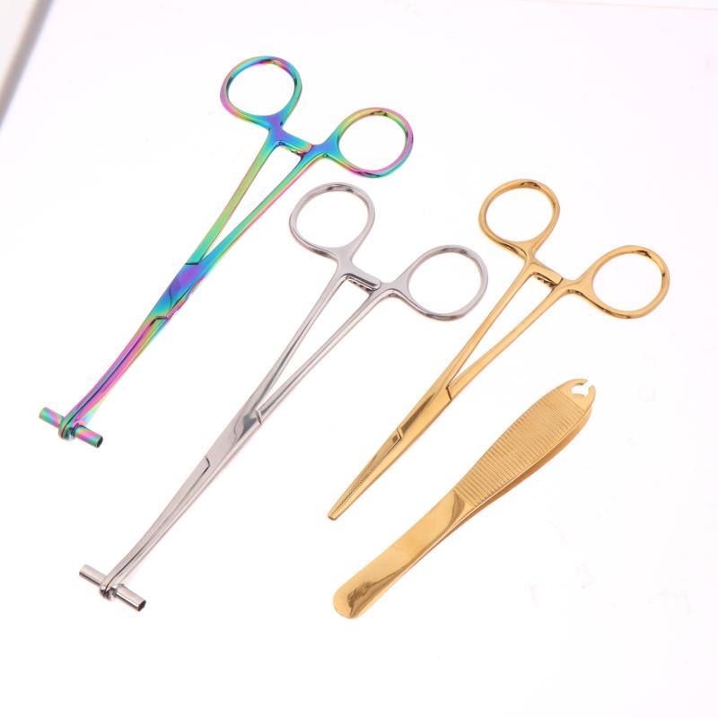 Colorful Body Piercing Pliers Surgical Steel Fix Forceps Tweezers For Septum Cartilage Tongue Body Piercing Clamp Tool