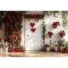 Valentine's Day Photography Backdrop White Arch Red Roses Love Heart Wedding Party Room Decor Girls Portrait Photo Background