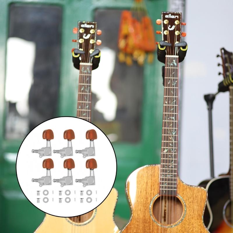 Fully Enclosed Guitar Tuning Pegs with Precisions Gear System for Electric and Acoustic Guitars Dustproof Design