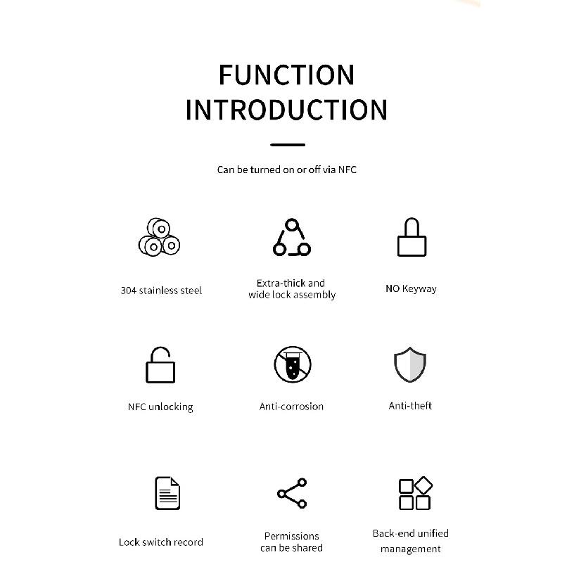 TOMZN NFC Passive Intelligent Padlock Keyless No Keyway Waterproof Theft-proof Thickened Body Lock/Unlock Record Nfc Lock APP