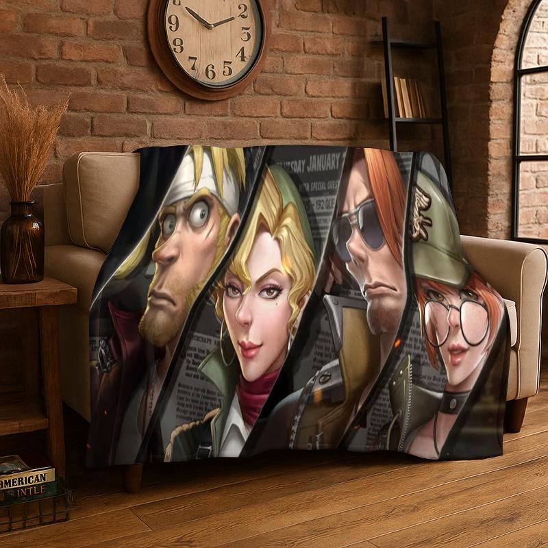 Retro Game Metal Slug Cartoon Flannel Blanket Soft Warm Throw Blanket for Bedroom Living Room Bed Travel Camping Picnic Gift
