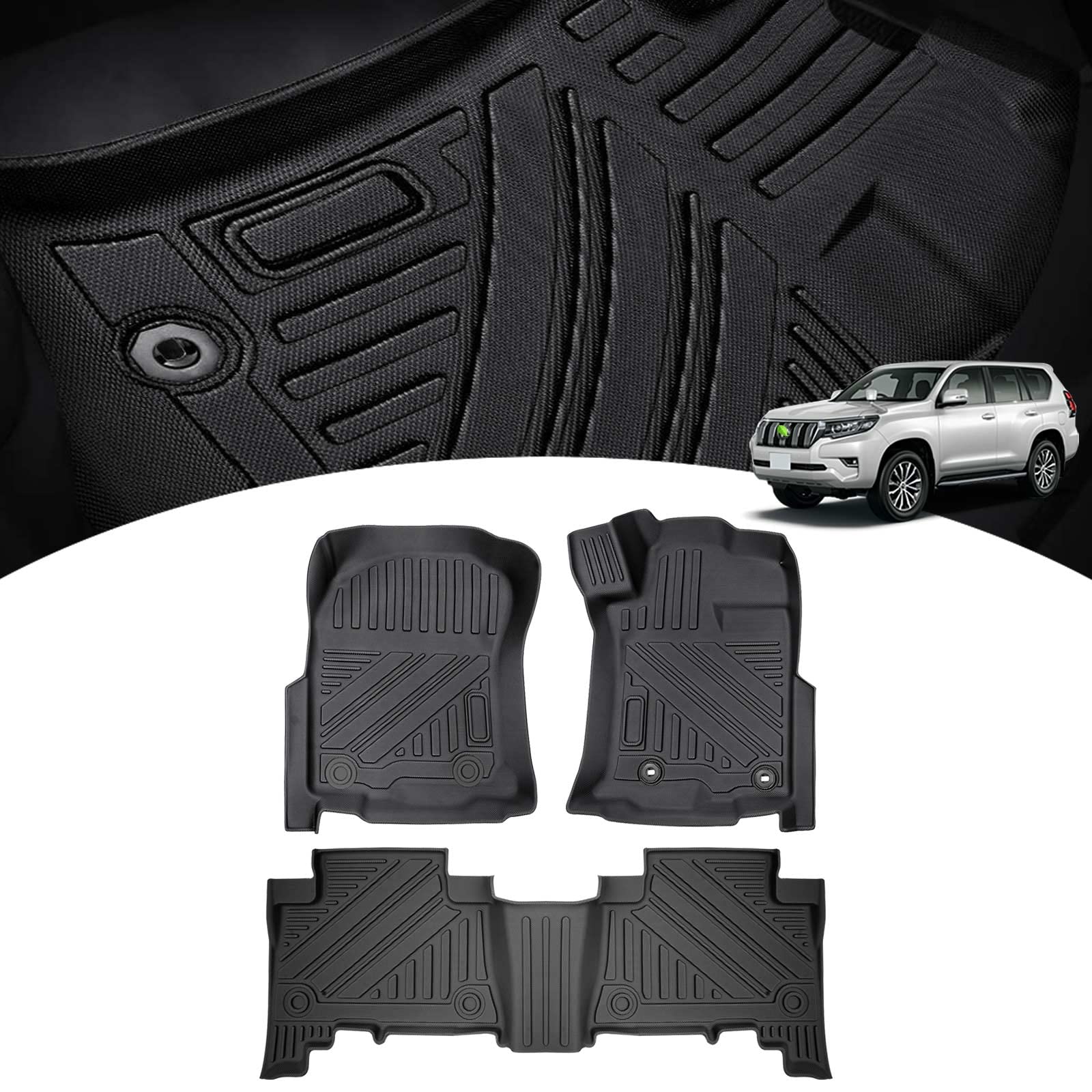 

Коврики GIMUYA для Toyota Land Cruiser Prado 150 серии, водонепроницаемые, 3D TPE, для салона, индивидуальные, для сиденья водителя, сиденья пассажира, 2-й ряд (5-местный), Дизайн, GDJ15#