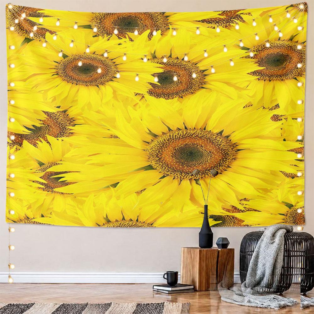 Bright Yellow Sunflower Tapestry Design Pattern Wall Hanging Tapestry Decorative Tapestry Home Decor for Bedroom and Living Room