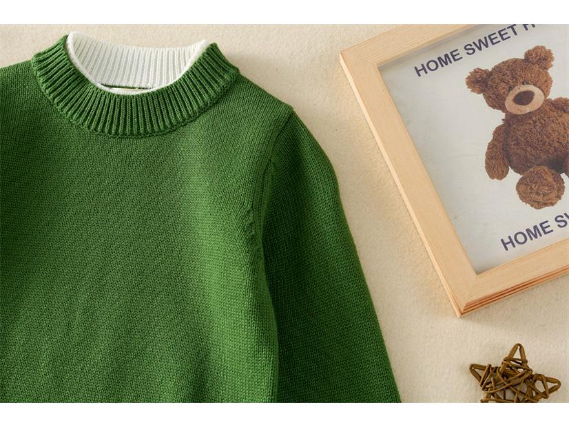 2025 Kids' Fake Cardigan Round Neck Sweater - Spring/Autumn/Winter, Korean Style Parent-Child Outfit