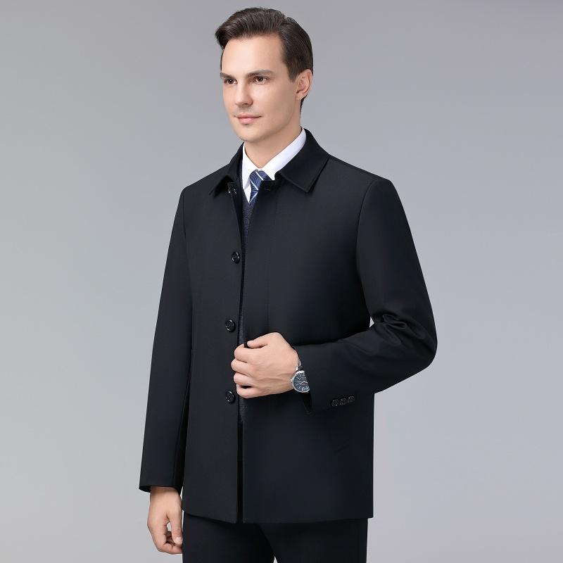 Wool Coat Men's Thickened Middle-aged and Elderly Winter Fleece Liner Jacket Woolen Coat Cashmere