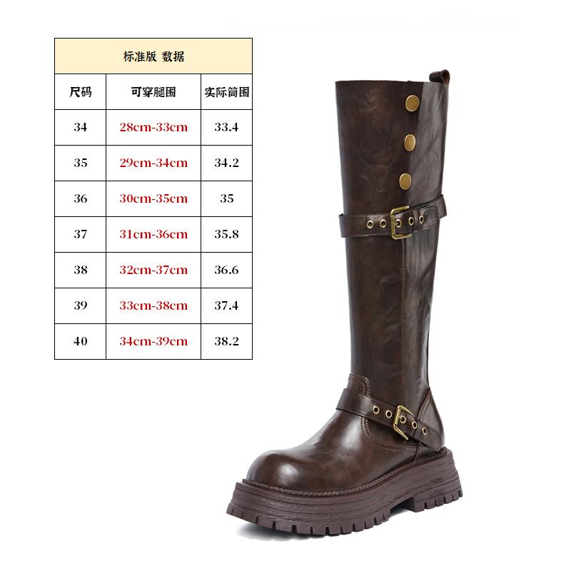 2025 Autumn and Winter New Small Thick Leg Boots Knight Boots Black Thick-soled High Boots Boots Women
