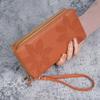 Double Zipper Ladies Long Wallet PU Leather Large Capacity Handle Bags Multi-layer Floral Embossed Zero Wallet