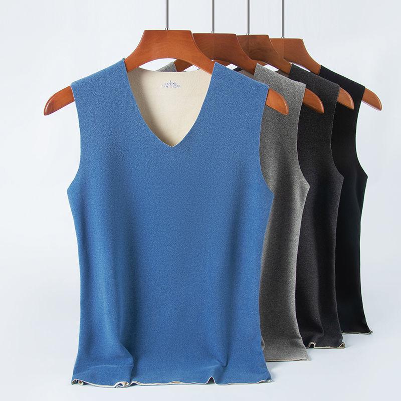 Men's Two-Tone Seamless Thermal Fleece Vest - Slim Fit, Cut-to-Fit, Fleece-Lined Base Layer