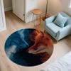 Glowing Fox,Round Area Rug,Carpet Rug for Living Room Bedroom Sofa Playroom Decor,Non-slip Floor Mat