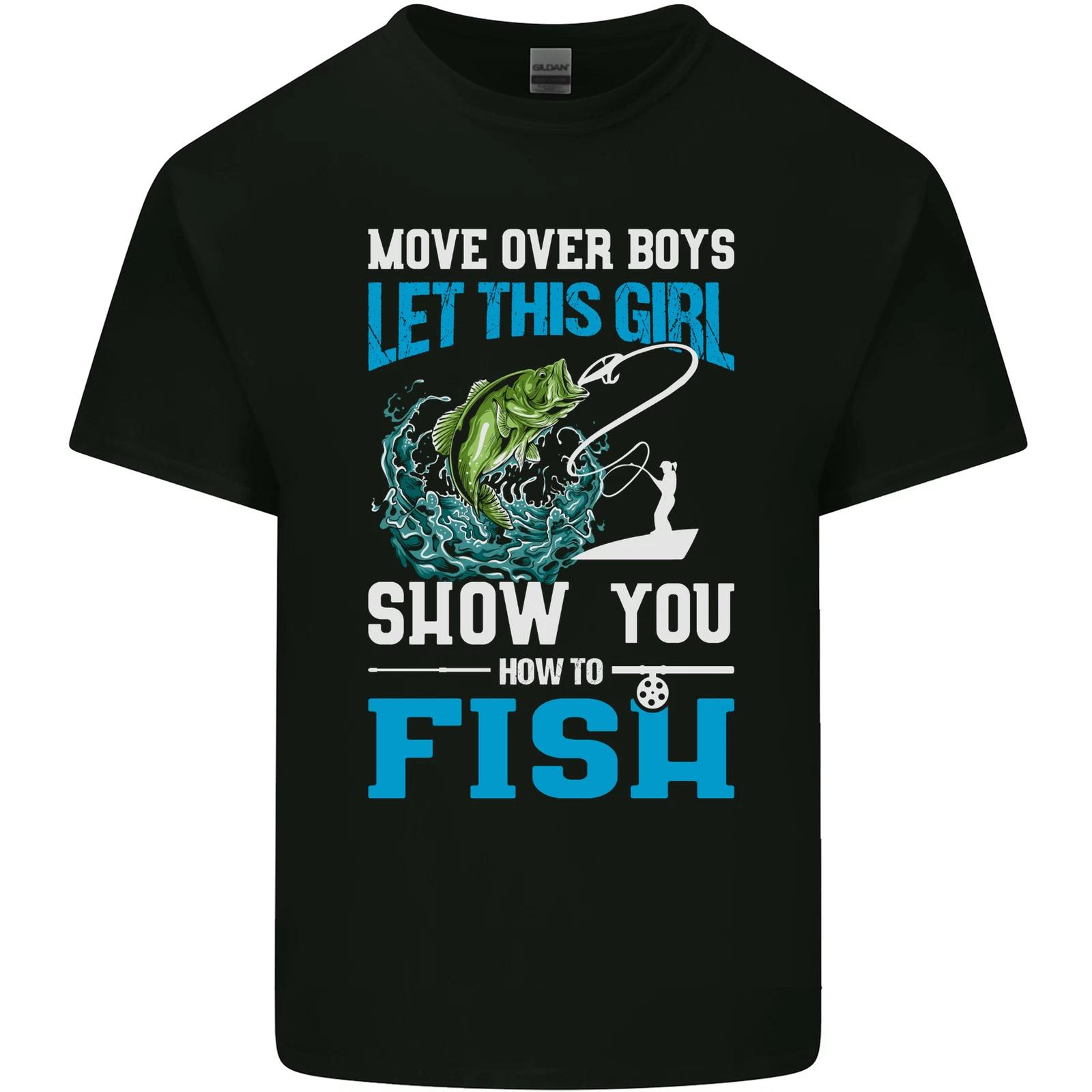 Funny Women Fishing Female Fisherman Kids T-Shirt Childrens L
