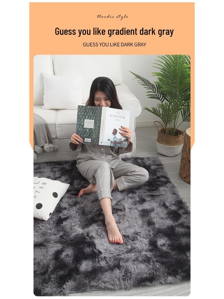 Silk and Wool Tie-Dye Plush Bedroom Rug