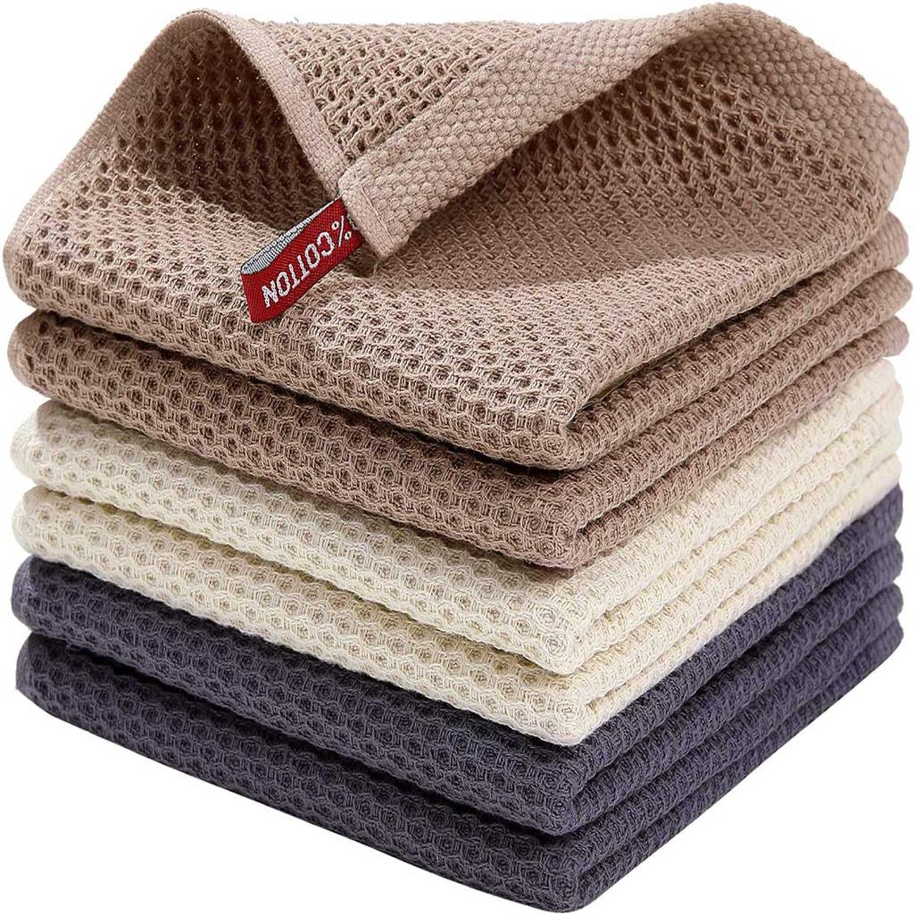 1pcs Pure Cotton Honeycomb Kitchen Square Towel Set Easy To Clean with Hook Waffle Square Towel