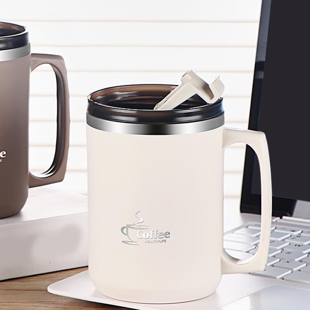 450ML 304 Stainless Steel Water Cup Mug With Handle Portable Double-Layer Insulated Milk Coffee Cup Office Drinkware