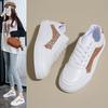 Flat Sports Shoes for Women Lightweight and Fashionable Hiking Jogging Shoes Leather Casual Thick Soled White Shoes Plus Size