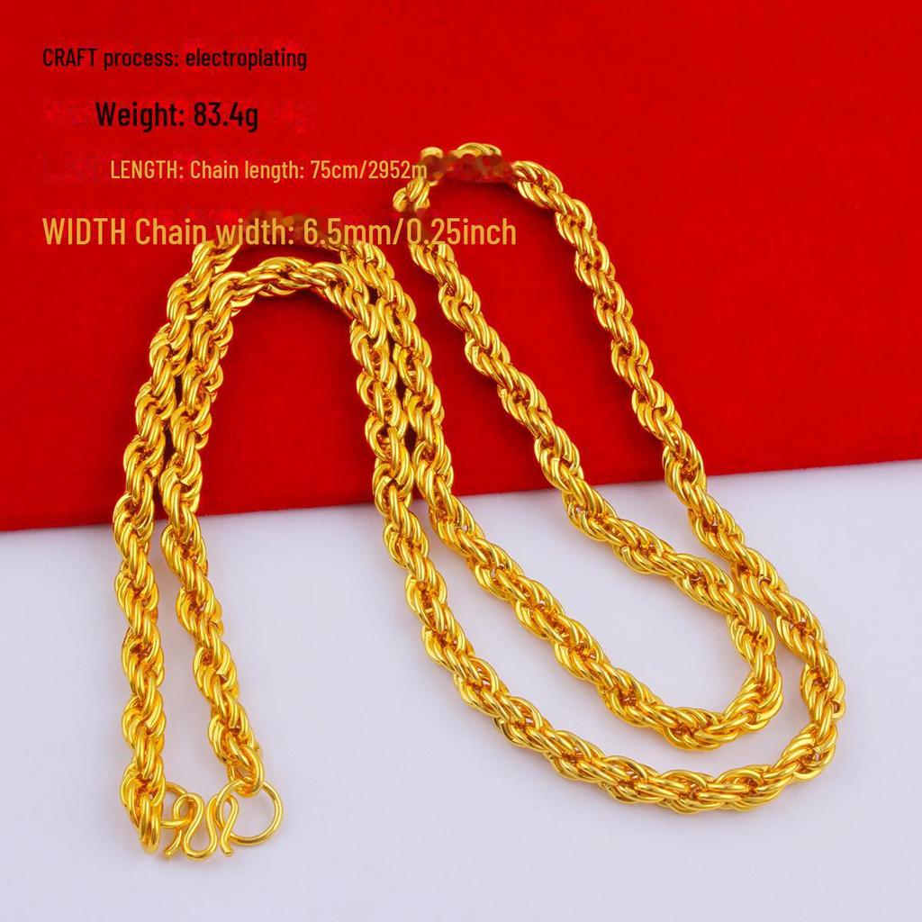 Men's Alloy Gold-Tone Necklace – Bold, Durable, Street Style Accessory