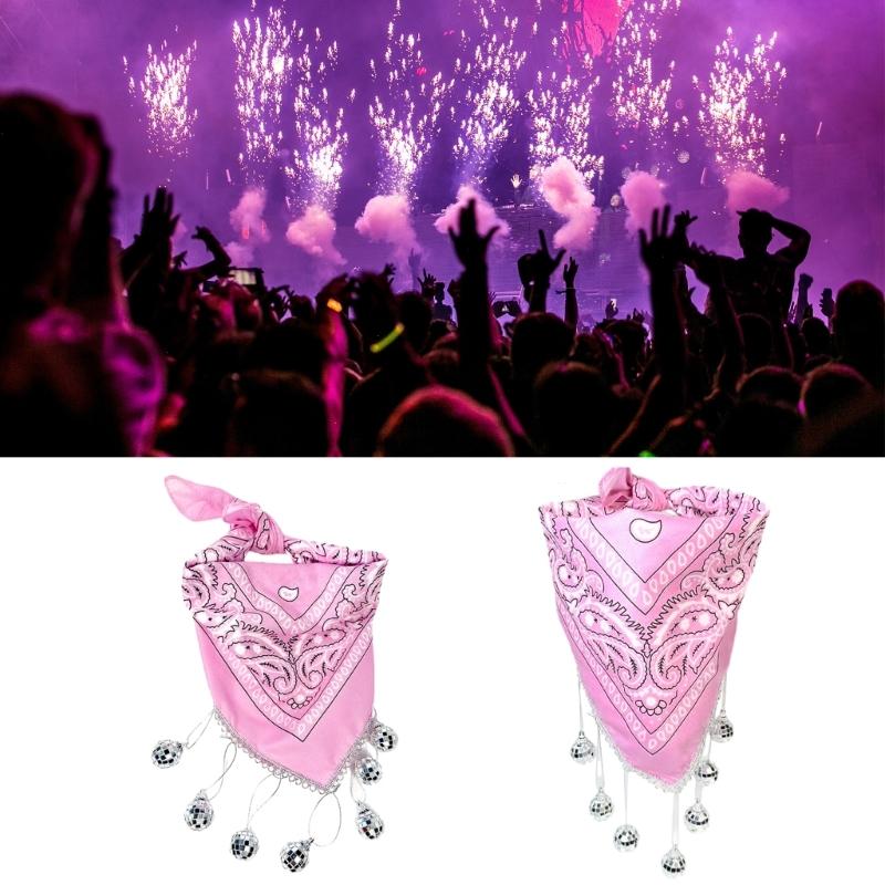 Western Disco Fringed Bandana for Bridal Shower Vintage Cowgirl Headscarf Costume Female Bandana Night Club Party Wear