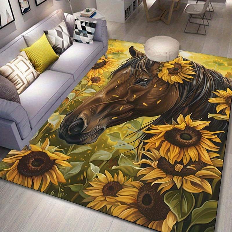 

Sunflower Horse Rug: Bring Nature Indoors with Charming Floral Design | Comfortable Living Room Carpets Skid resistant carpet 50x80cm20x31in