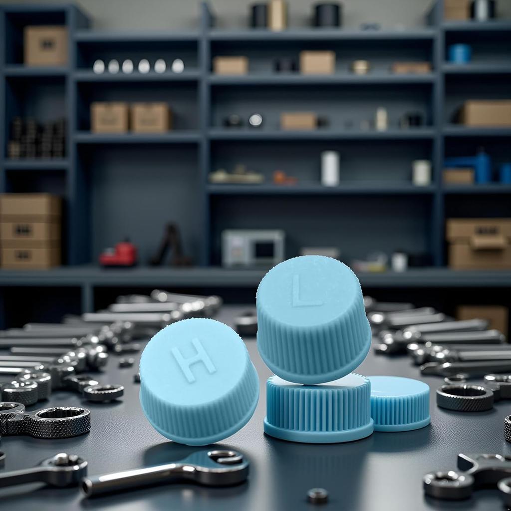 2 Blaue Ersatz-Ventilkappen für Hoch-/Niederdruck - Auslaufsicher R134a AC