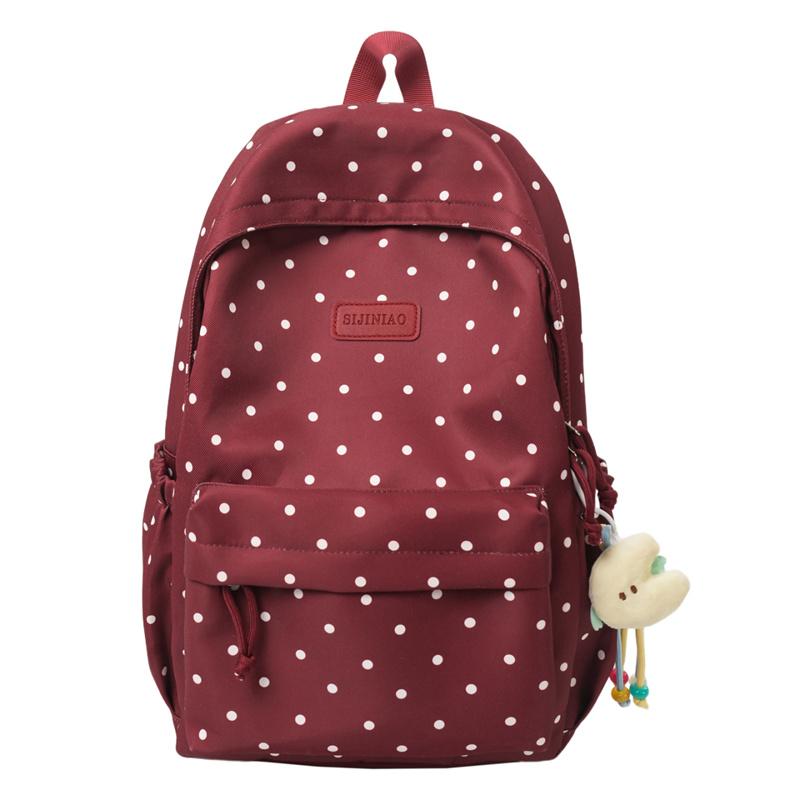Lightweight Student Schoolbag Dot Print Commuter Backpack
