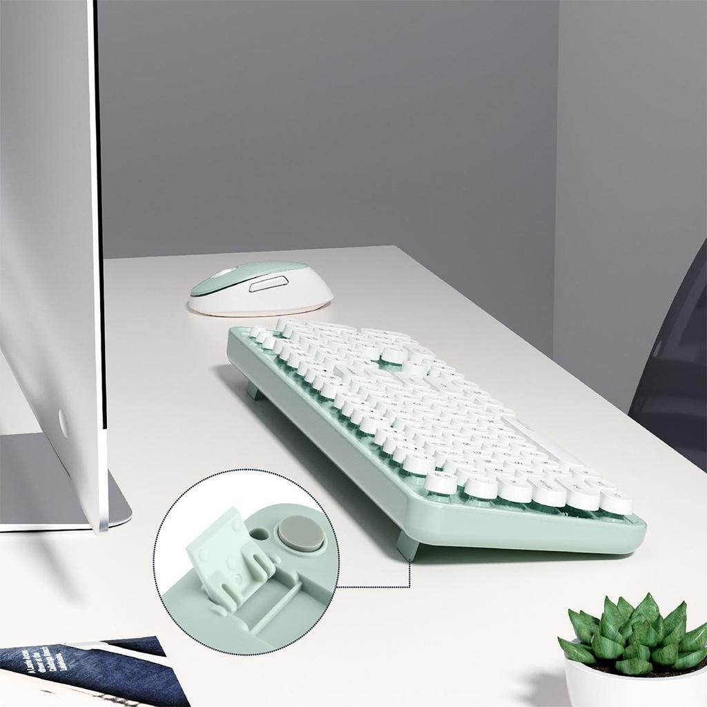 Mofii Tolles 2,4G-Kabellos-Tastatur- und Mauspaket mit 104 runden Tastenkappen, konzipiert für das Büro