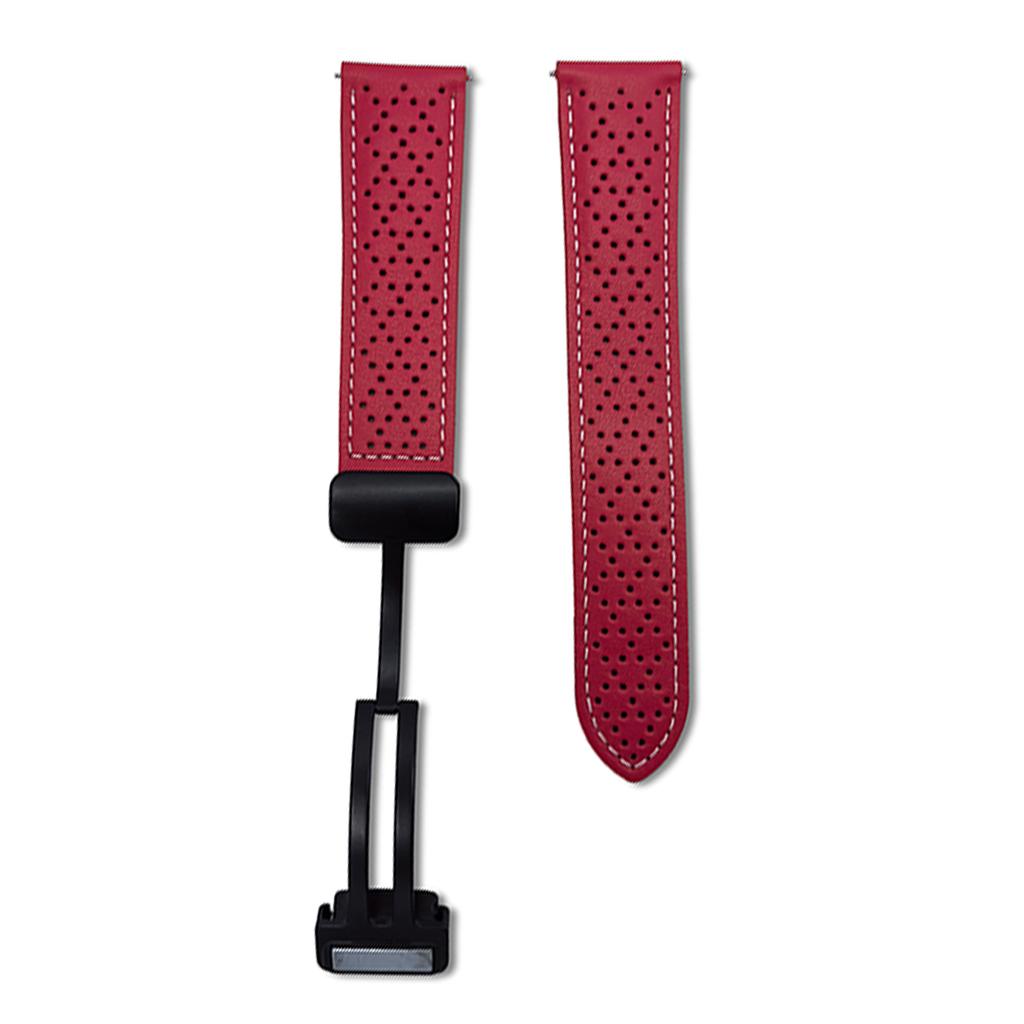 20mm Replacement Strap for Samsung Galaxy Watch7 44mm/40mm Magnetic Buckle Genuine Leather Watch Band with Multi Hole