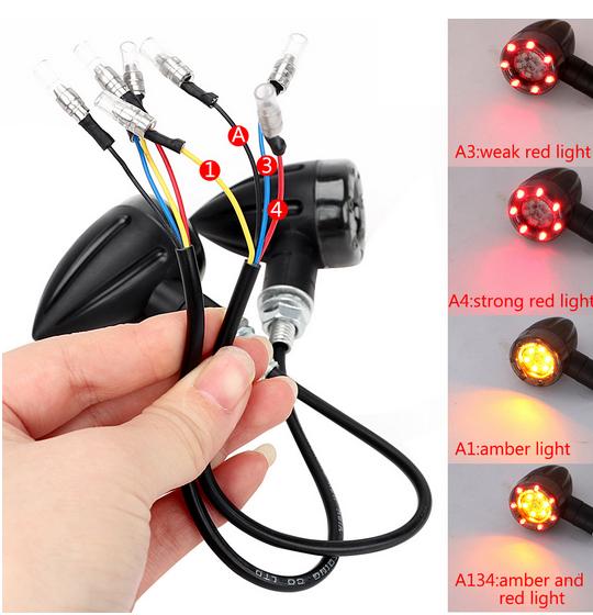 2x Universal Motorcycle Dual Colors LED Amber Turn Signal lights Rear Brake Lamp