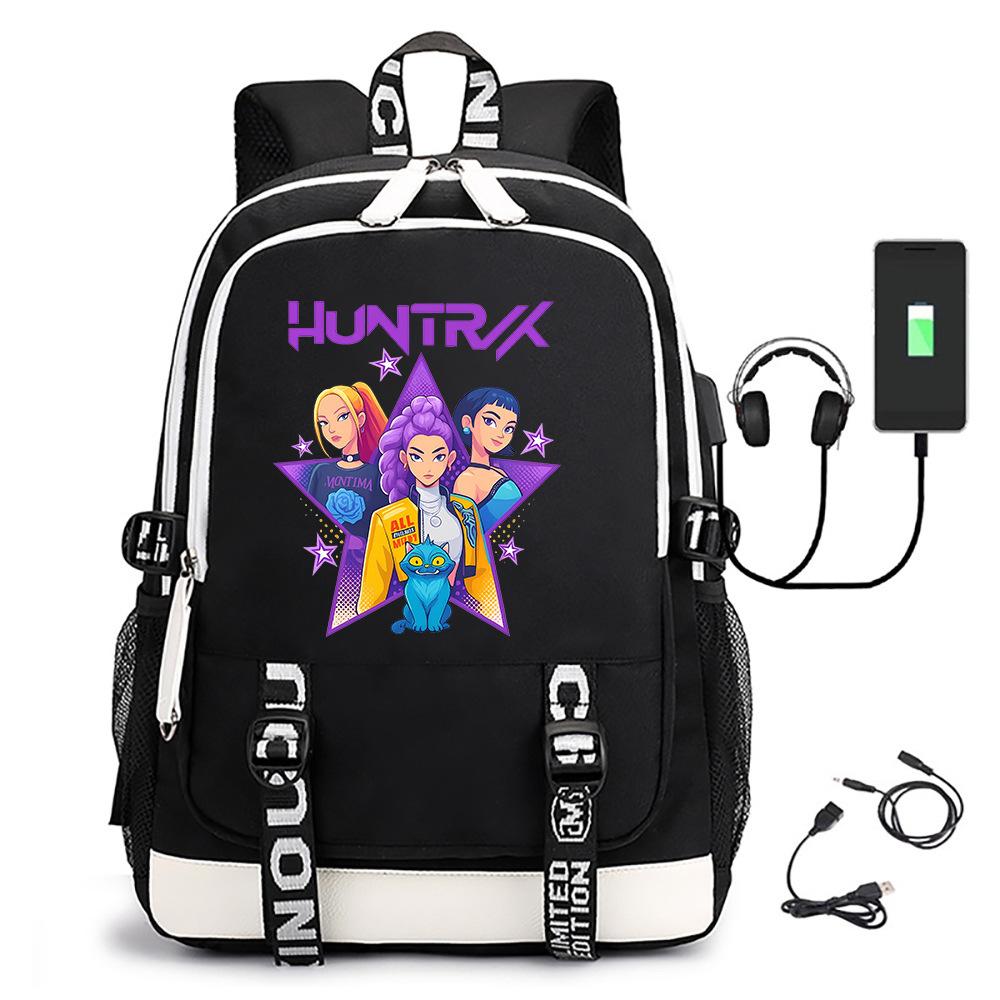 Koop Demon Hunter Girl Group Printed Middle School Student Campus School Bag Large Capacity Multifunctional Usb Casual School Bag Backpack