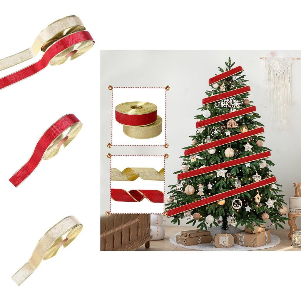 Meter 10 Beautiful Red Gold Christmas Ribbon For Charming Holiday Decorations Gift