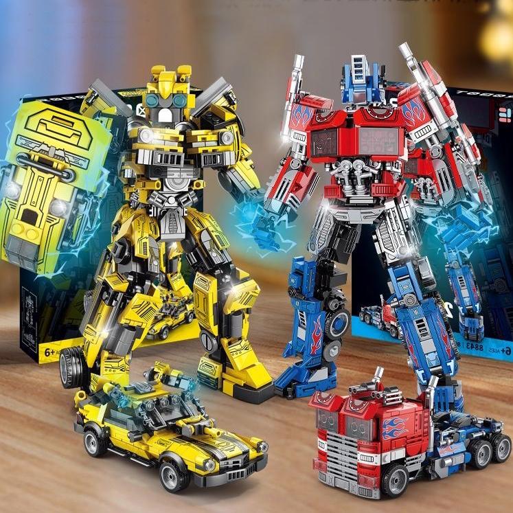 800+pcs Transforming Car Model Building Set, Optimus Prime. Bumblebee ABS Building Bricks Toy, Construction Toy Set Kids Toy