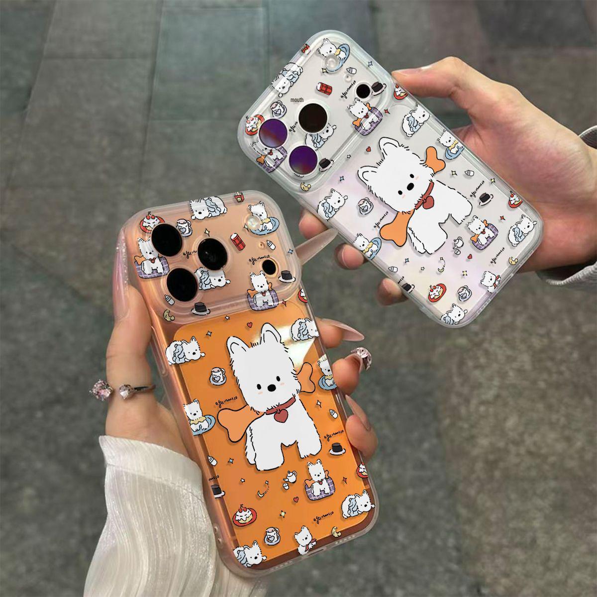 

Transparent Frosted Phone Case with Integrated Buttons, Compatible with Apple 17/16 Pro/Pro Max, Full Screen, Cute Puppy Design iPhone 15 Pro Max