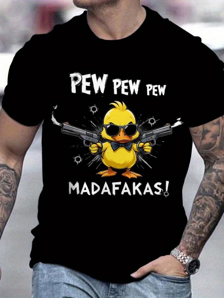 Cartoon Beer Print Men's T-shirt Street Style Men's Urban Fashion Short-sleeved Top Summer Everyday Casual Men's T-shirt